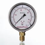 Glycerine-filled pressure gauges with metal housing