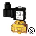 Solenoid valves, closed when de-energised, pilot-operated