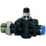 Unidirectional flow control valves with male thread and plug connection, straight type »Blue Series«