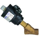 Angle-seat valves with piston actuator
